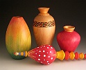Vases and Rattle  Woodburst Statins, Sharpie Markers,  Golden Acrylic Paints
