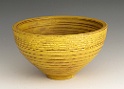 Yellow Milk Paint Bowl, Al Stirt Class, 8/2011  Cherry Wood, Marigold Yellow Milk Paint, Grooved Rim, Coves inside and out,  3" x 6.25",  Finished 9/2011   Finished at Home, Turned in Al Stirt class at Center for Furniture Craftsmenship in Rockport Maine, 8/2011